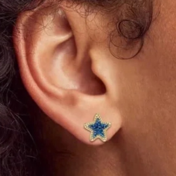 Kendra Scott Jae Star Gold Stud Earrings in Drusy - Picture 7 of 7